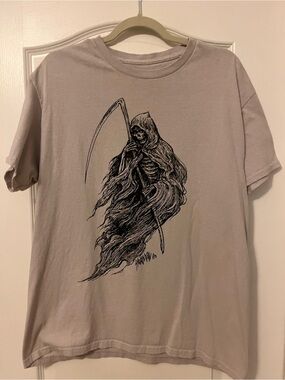 Men's Taupe Grim Reaper Graphic Tee
